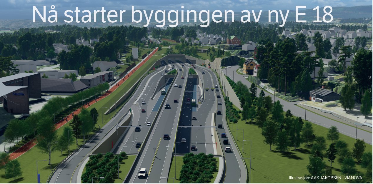 Ny E18 Lysaker - Ramstad er i gang