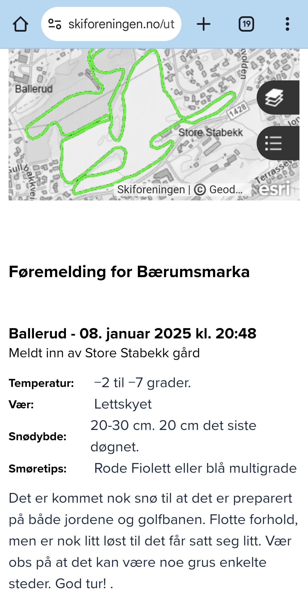 Skiløypene i Høvik vel er kjørt opp 8. januar 2025